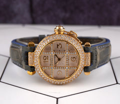Cartier Pasha 32mm Yellow Gold Custom Iced Out 6ct Genuine Diamonds Ref 2399