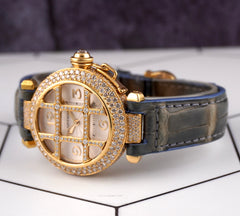 Cartier Pasha 32mm Yellow Gold Custom Iced Out 6ct Genuine Diamonds Ref 2399