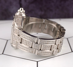 Cartier Roadster GMT XL 42mm Men's Steel Watch Iced 10ct Diamonds Roman Ref 2722