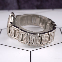 Cartier Ballon Bleu Ladies Watch 29mm Iced Out 6ct Diamonds Steel Quartz 3009