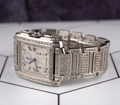 Cartier Tank Francaise Chrono Ladies 28mm Steel Watch Iced 8ct Diamonds Ref 2303