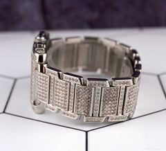 Cartier Tank Francaise Chrono Ladies 28mm Steel Watch Iced 8ct Diamonds Ref 2303