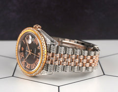 Rolex 41mm Datejust 18k Rose Gold/Steel Iced 10ct Diamonds Men's Watch 126331