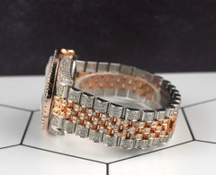 Rolex 36mm Datejust 18k Rose Gold/Steel Iced out 16ct Diamonds Roman Dial 116201