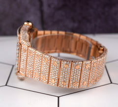 Cartier Santos Large 18k Rose Gold 40mm Iced 25ct Genuine Diamonds 4071