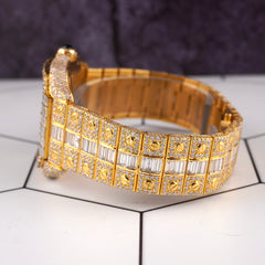 Cartier Santos Large Men's 40mm 18k Yellow Gold Watch Iced Out 30ct Diamond 4070