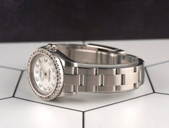 Rolex 26mm Oyster Perpetual 2ct Natural Diamonds White Pearl Dial Watch 176200