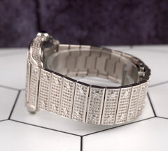 Cartier Santos Large 40mm Men's Steel Roman Iced Out 12ct Diamonds Watch 4072