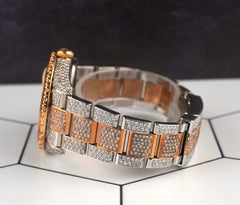 Rolex 36mm Datejust 18k RG/Steel 17ct Iced Out White Mop Diamond Dial 116231