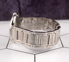 Cartier Ballon Bleu 42mm Iced 10ct Diamonds Steel Mens Watch Roman Auto 3765