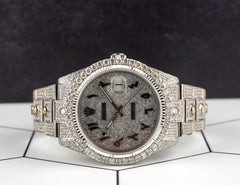 Rolex 41mm Datejust 17ct Iced Out Roman Diamond Dial Oyster Steel Watch 126334