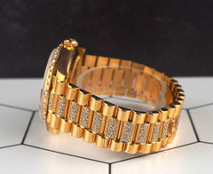 Rolex Day-Date 40mm 18k YG Iced Out 10ct Diamonds Roman Dial Watch 228238