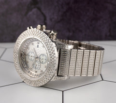 Ice Time Crown II 50mm Men's Quartz Iced Out 10ct Diamonds Steel Watch
