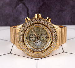 Ice Time Crown II 50mm Men's Quartz Iced Out 10ct Diamonds Steel Watch