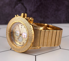 Ice Time Crown II 50mm Men's Quartz Iced Out 10ct Diamonds Steel Watch