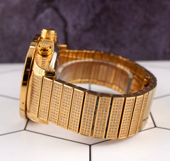 Ice Time Crown II 50mm Men's Quartz Iced Out 10ct Diamonds Steel Watch