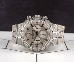 Vacheron 40mm Constantin Overseas Chronograph 22ct Iced Out Diamonds Watch 49140