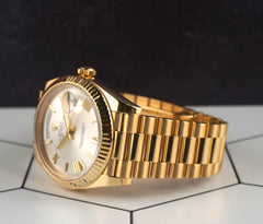 Rolex 40mm President Day-Date II 18K Yellow Gold Silver Roman Dial Watch 228238