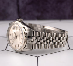 Rolex 36mm Datejust Mens Stainless Steel Watch Fluted Jubilee Silver Dial 1601