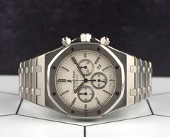 Audemars Piguet Royal Oak 41mm Chronograph White Dial Steel Watch 26320ST Papers