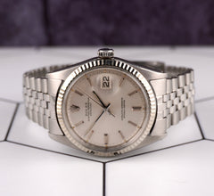 Rolex 36mm Datejust Mens Steel Watch Fluted Folded Jubilee Silver Dial 1601