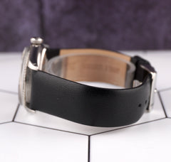 Rolex 36mm Datejust Mens Steel Watch Fluted Leather Band Silver Dial 1601