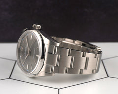 Rolex 39mm Oyster Perpetual Rhodium Dial Oyster Steel Men's Watch 114300
