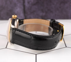 Rolex Datejust 36mm Yellow Gold Fluted Motif Diamond Dial Leather Band Watch