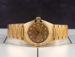 Omega 29mm Constellation 18K Yellow Gold Diamond Dial Watch 131.55.29.20.58.001