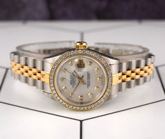 Rolex Ladies Datejust 26mm 18k Gold & Steel Watch ICED 1.5ct Diamonds White Dial