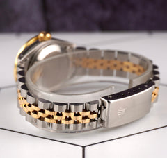 Rolex 25mm Oyster Perpetual 18K Yellow Gold Two-Tone Black Dial Watch 76243