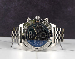 Breitling 44mm Chronomat Stainless Steel Black Dial Mens Watch AB011012