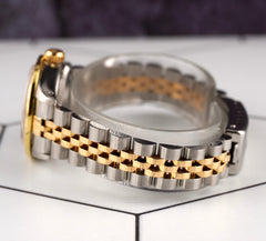 Rolex 25mm Oyster Perpetual 18K Yellow Gold Two-Tone Black Dial Watch 76243