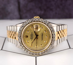 Rolex Datejust 36mm 18K YG & Steel 2.50ct Diamonds Motif Dial Men's Watch