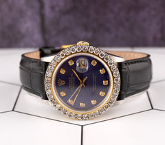 Rolex Datejust 36mm 2-Tone 2.50ct Dark Blue Diamonds Dial Men's Watch