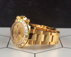 Rolex 40mm Daytona 18K Yellow Gold Cosmograph Yellow Gold Dial Mens Watch 116508