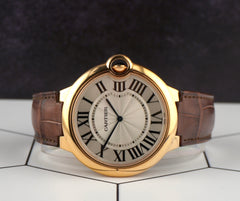 Cartier 46mm Ballon Bleu 18k Yellow Gold Automatic Silver Dial Men's Watch 3376