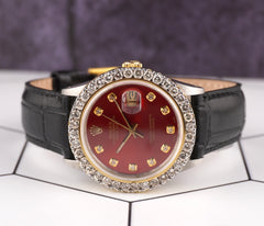 Rolex Datejust 36mm 2-Tone 2.50ct Red Diamonds Dial Men's Watch