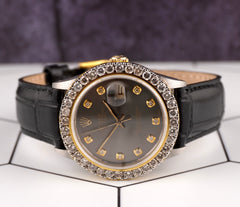 Rolex Datejust 36mm 2-Tone 2.50ct Grey Diamonds Dial Men's Watch