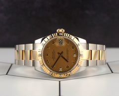 Rolex 31mm Datejust Midsize Yellow Gold Steel Goldust MOP Dial Watch 178313
