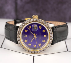 Rolex Datejust 36mm 2-Tone 2.50ct Royal Blue Diamonds Dial Men's Watch