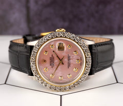 Rolex Datejust 36mm 2-Tone 2.50ct Pink Mop Diamonds Dial Men's Watch