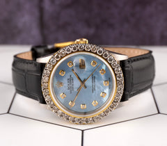 Rolex Datejust 36mm 2-Tone 2.50ct Blue Mop Diamonds Dial Men's Watch