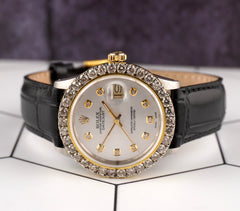 Rolex Datejust 36mm 2-Tone 2.50ct Silver Diamond Dial Men's Watch