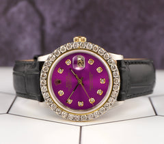 Rolex Datejust 36mm 2-Tone 2.50ct Purple Diamond Dial Men's Watch