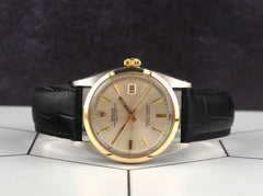 Rolex Vintage 36mm Datejust Silver Dial Steel Yellow Gold Smooth Mens Watch 1600