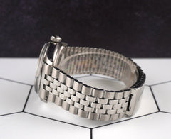 Rolex 36mm Datejust Mens Steel Smooth Folded Jubilee Silver Dial Watch 1600