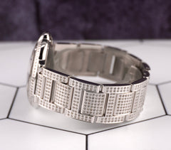 Cartier Ballon Bleu 36mm Iced Out 5ct Diamonds Automatic Steel Watch 3284