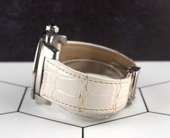 Cartier Calibre 42mm Black Dial Stainless Steel Leather Band Men's Watch 3389