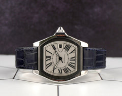 Cartier 46mm Roadster S Silver Dial Black Strap Steel Unisex Watch 3312